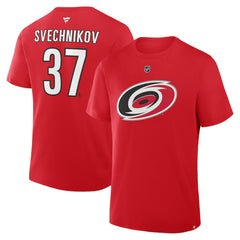 Andrei Svechnikov Carolina Hurricanes Fanatics Authentic Stack Name & Number T-Shirt For Sale