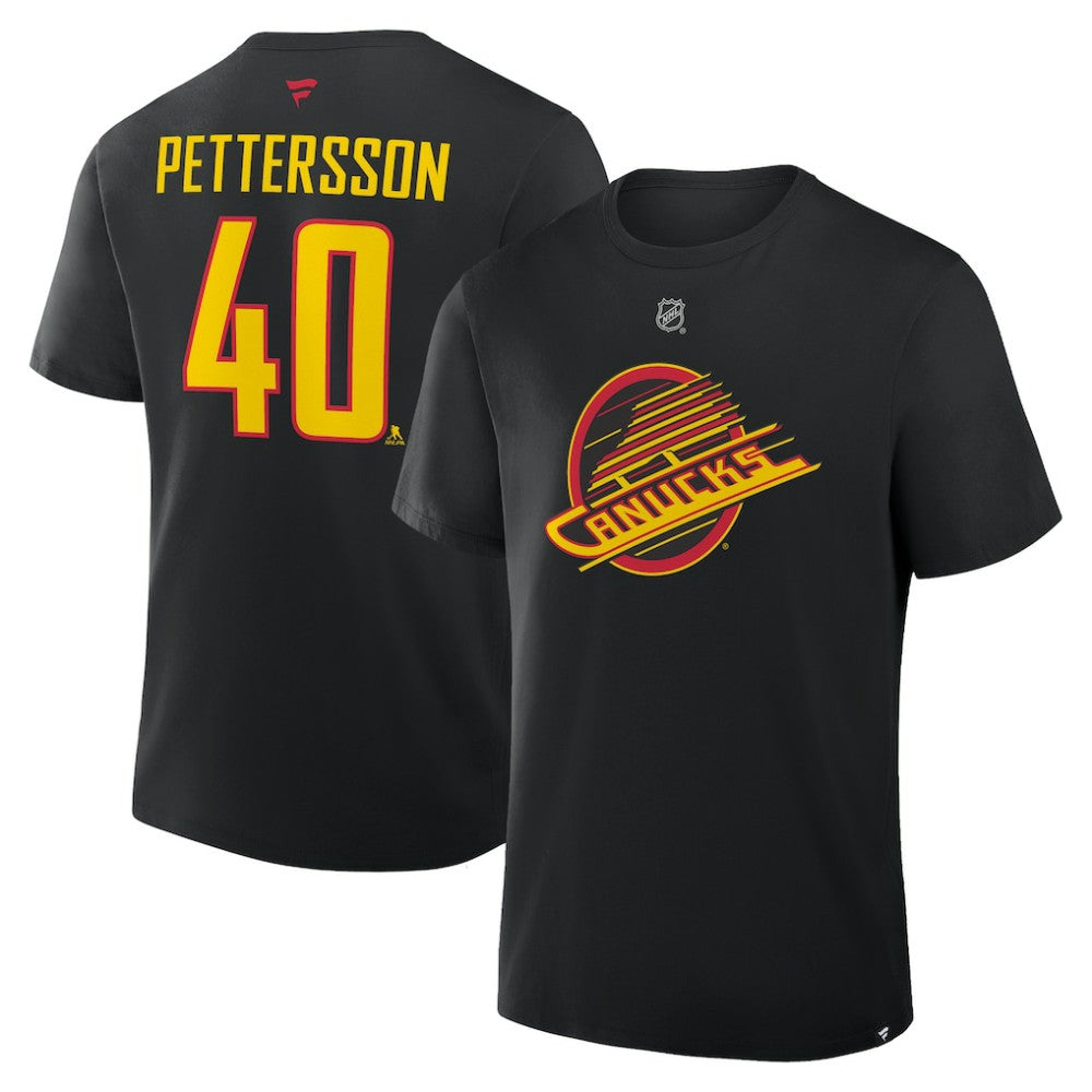 Elias Pettersson Vancouver Canucks Fanatics Authentic Stack Name & Number T-Shirt Discount