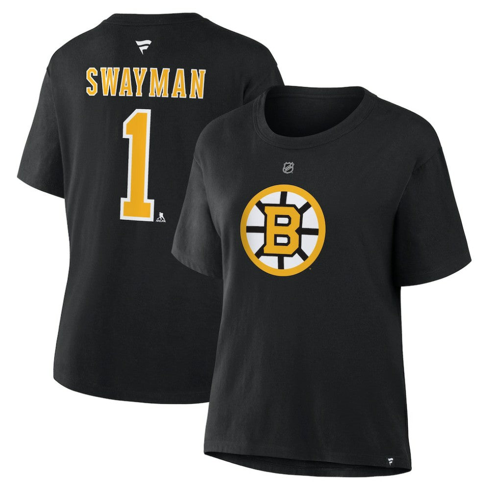 Jeremy Swayman Boston Bruins Fanatics Women's Authentic Stack Name & Number T-Shirt Discount