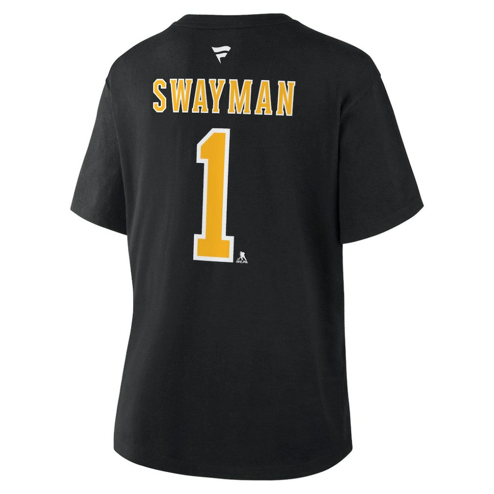 Jeremy Swayman Boston Bruins Fanatics Women's Authentic Stack Name & Number T-Shirt Discount