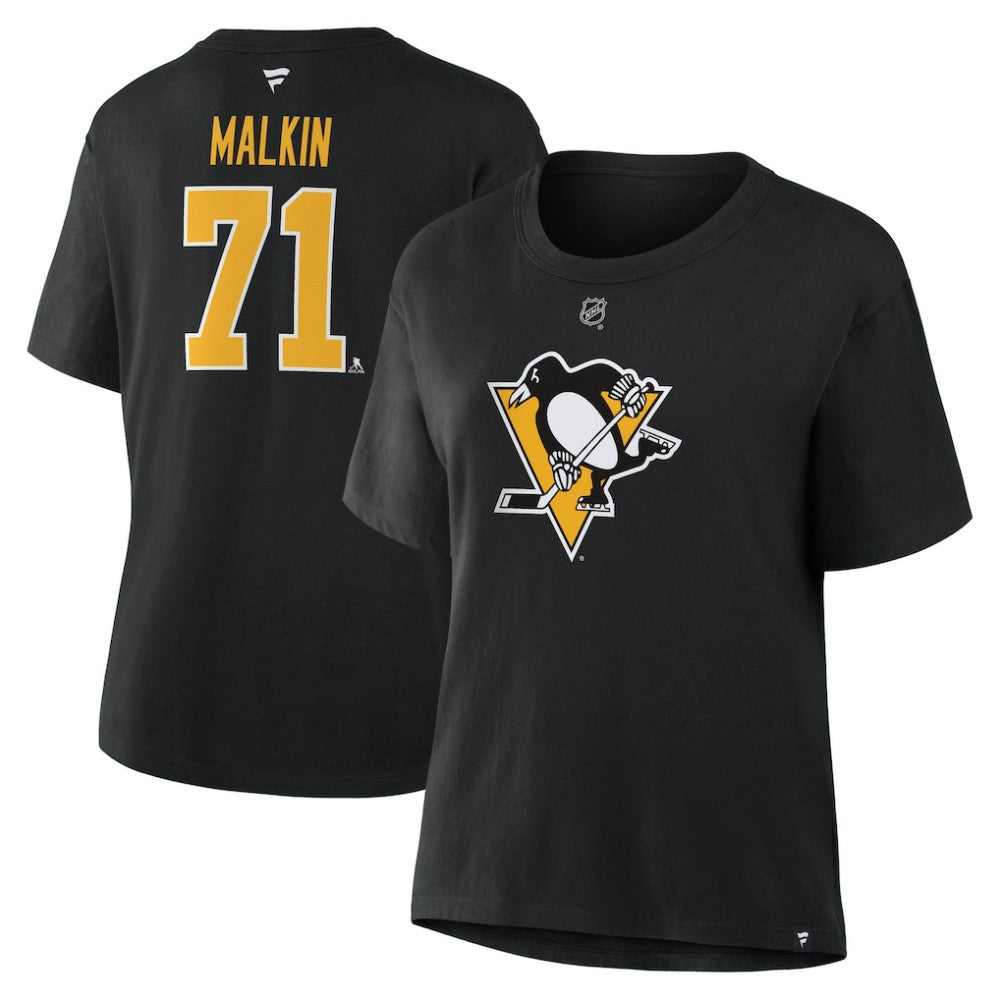 Evgeni Malkin Pittsburgh Penguins Fanatics Women's Authentic Stack Name & Number T-Shirt For Sale
