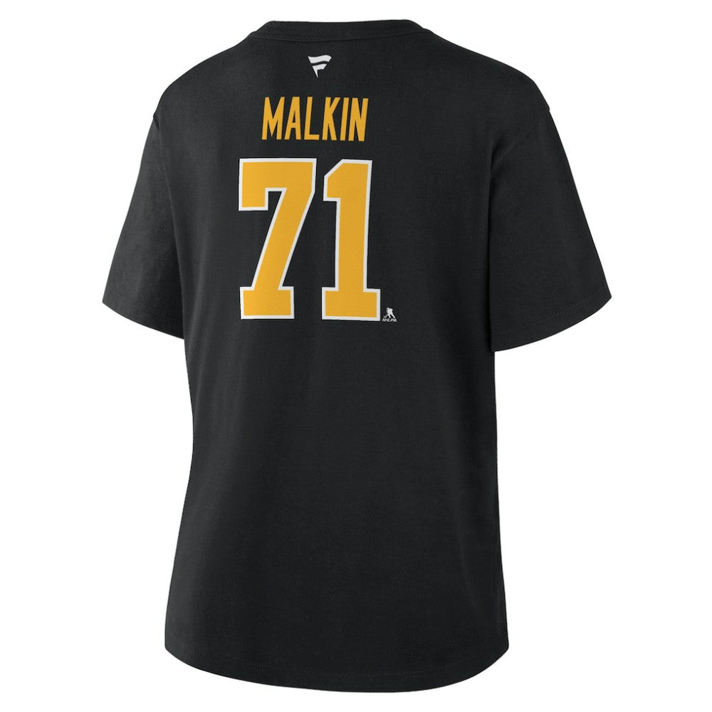 Evgeni Malkin Pittsburgh Penguins Fanatics Women's Authentic Stack Name & Number T-Shirt For Sale