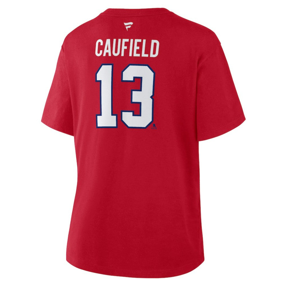 Cole Caufield Montreal Canadiens Fanatics Women's Authentic Stack Name & Number T-Shirt For Sale