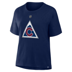 Nathan MacKinnon Colorado Avalanche Fanatics Women's Authentic Stack Name & Number T-Shirt On Sale