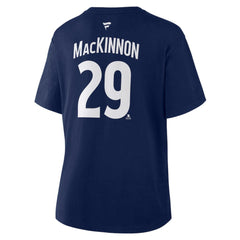 Nathan MacKinnon Colorado Avalanche Fanatics Women's Authentic Stack Name & Number T-Shirt On Sale