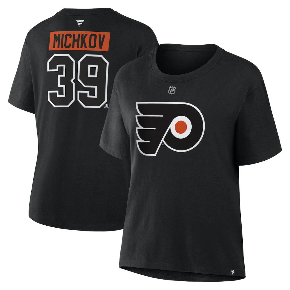 Matvei Michkov Philadelphia Flyers Fanatics Women's Authentic Stack Name & Number T-Shirt Outlet