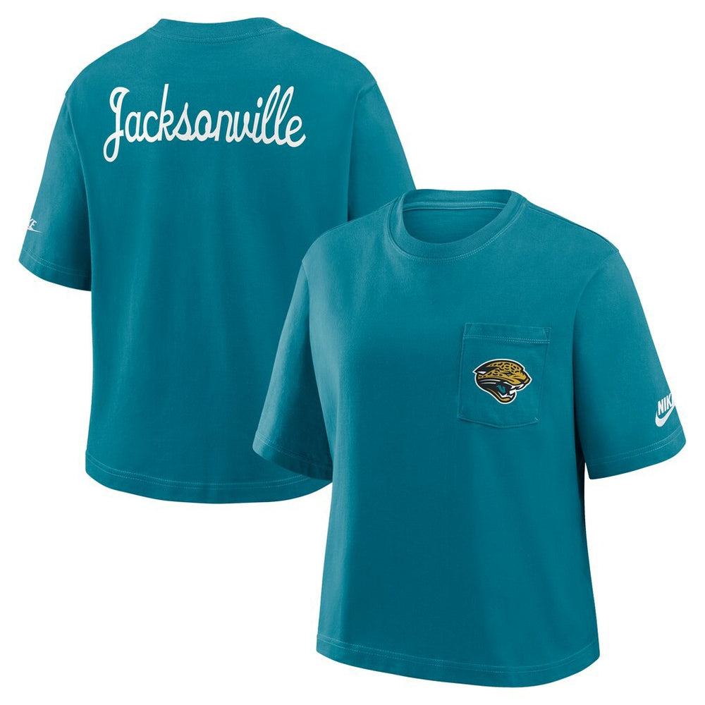 Jacksonville Jaguars Nike Women's Rewind Pocket Boxy T-Shirt