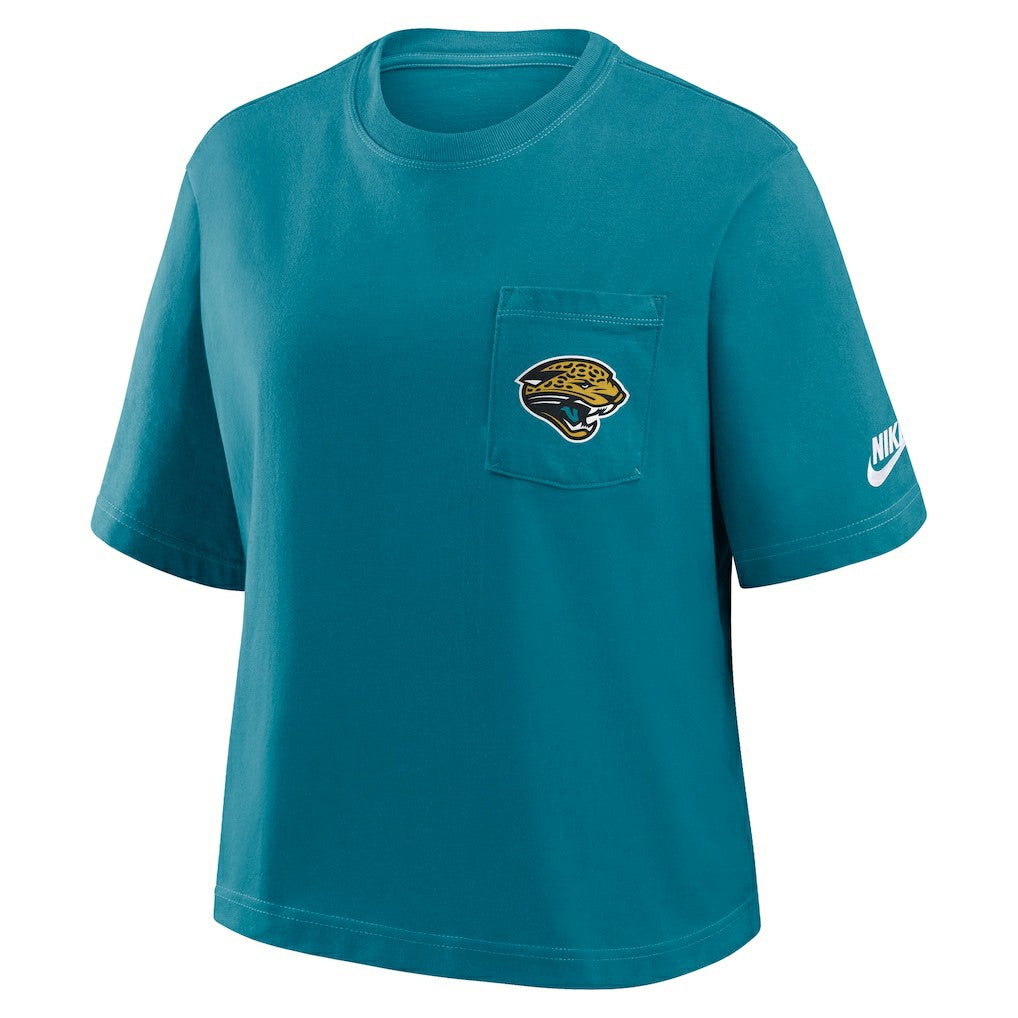 Jacksonville Jaguars Nike Women's Rewind Pocket Boxy T-Shirt