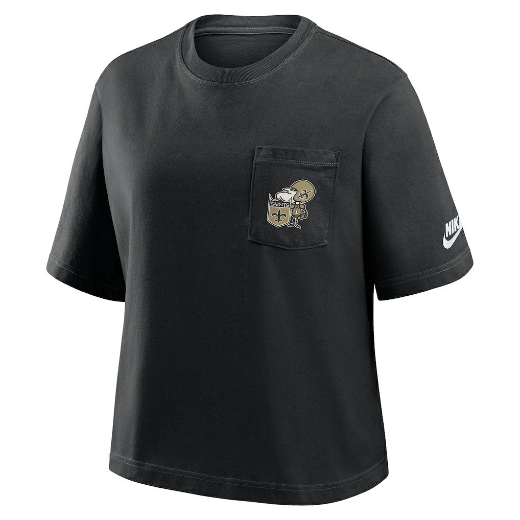 New Orleans Saints Nike Women's Rewind Pocket Boxy T-Shirt