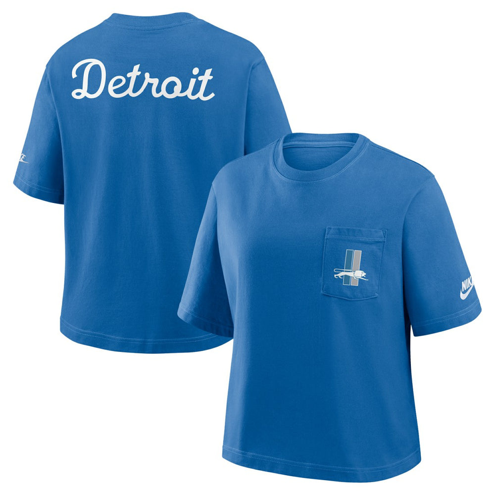 Detroit Lions Nike Women's Rewind Pocket Boxy T-Shirt