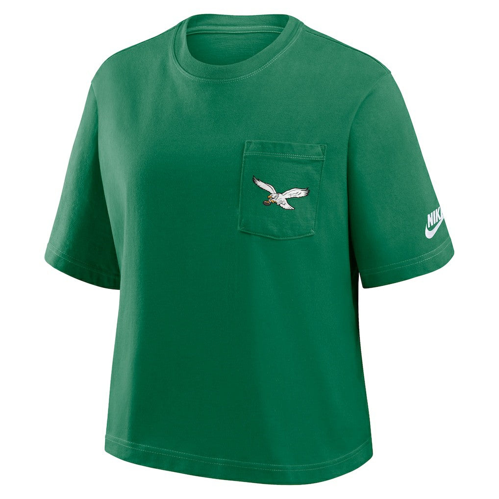 Philadelphia Eagles Nike Women's Rewind Pocket Boxy T-Shirt