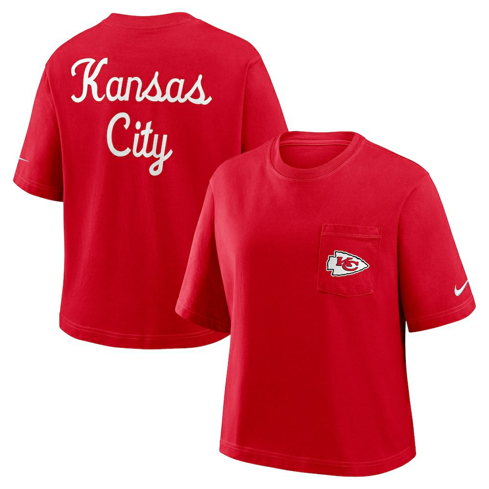 Kansas City Chiefs Nike Women's Rewind Pocket Boxy T-Shirt