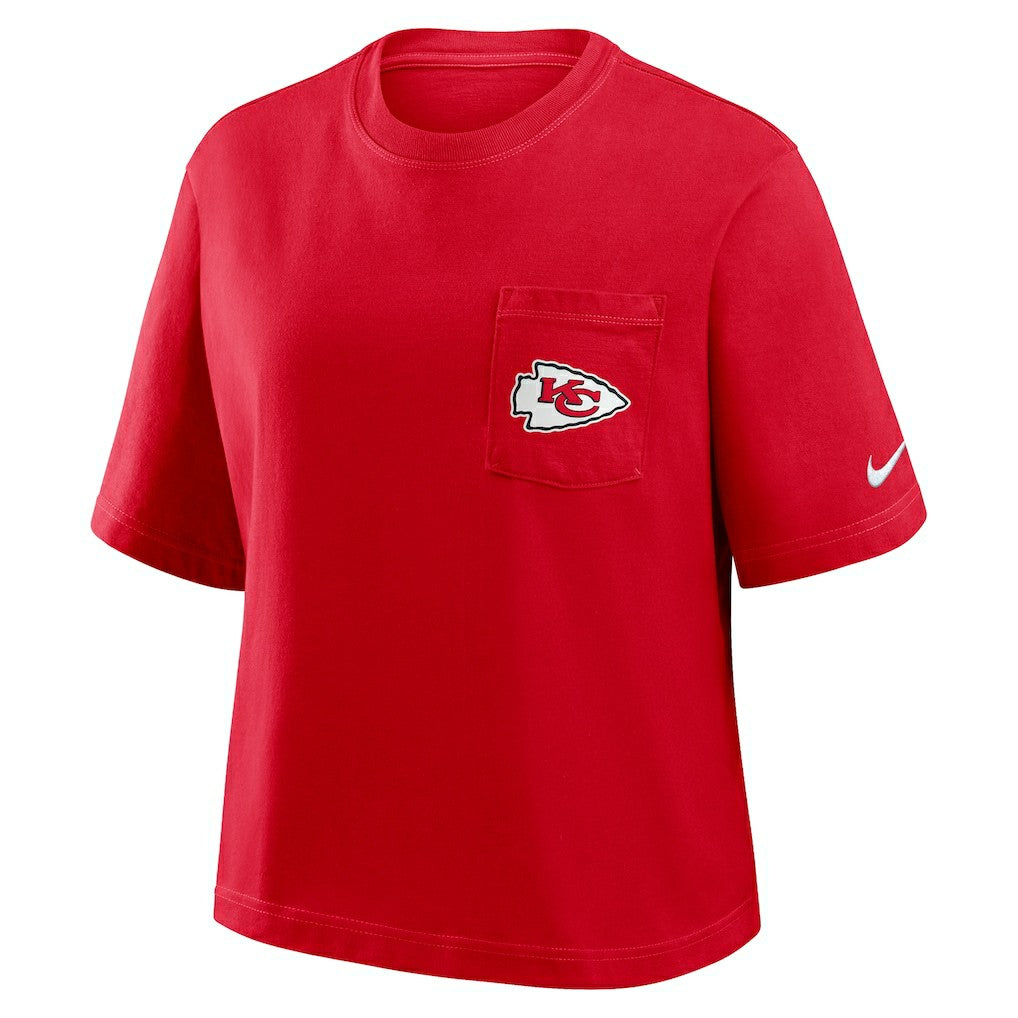 Kansas City Chiefs Nike Women's Rewind Pocket Boxy T-Shirt