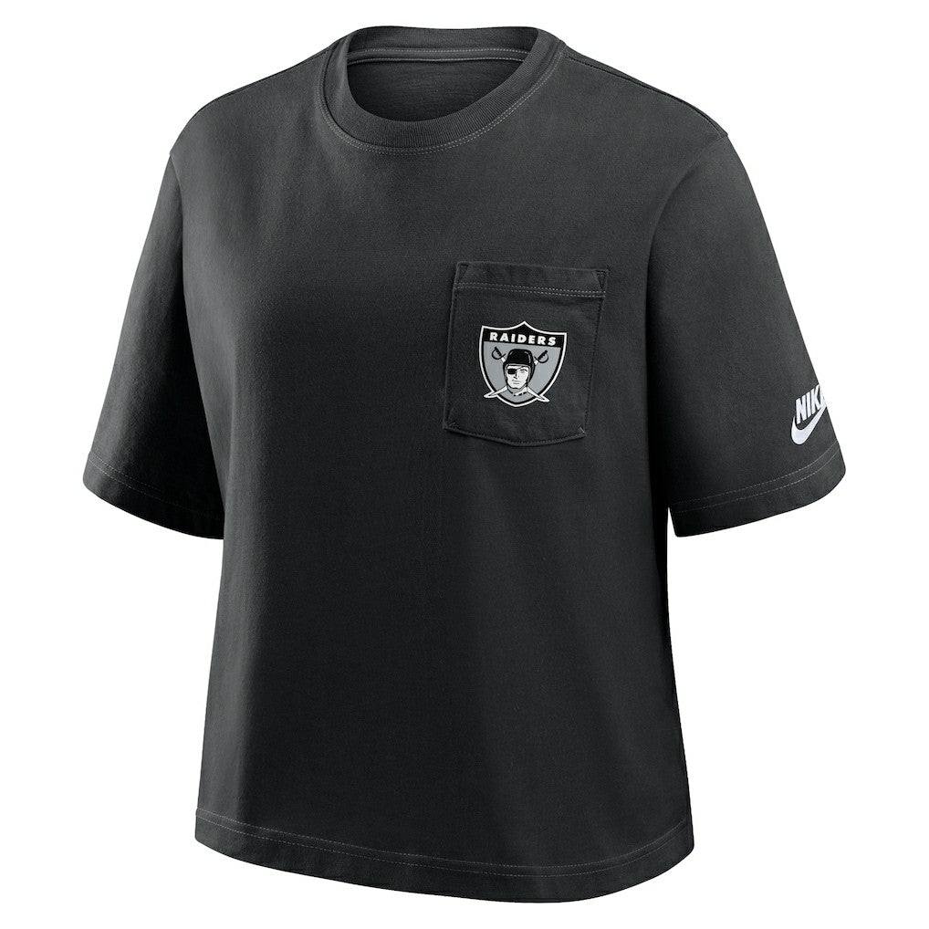Las Vegas Raiders Nike Women's Rewind Pocket Boxy T-Shirt