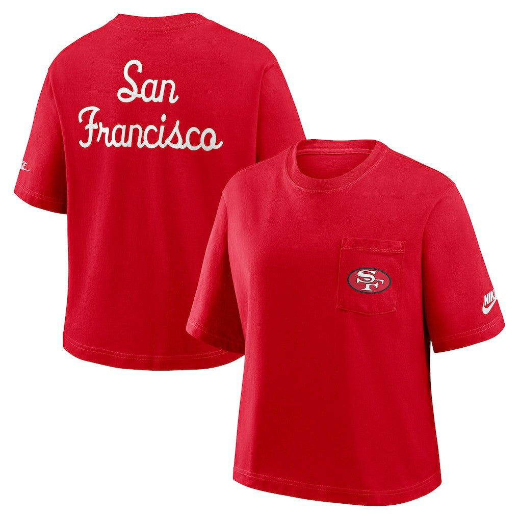 San Francisco 49ers Nike Women's Rewind Pocket Boxy T-Shirt