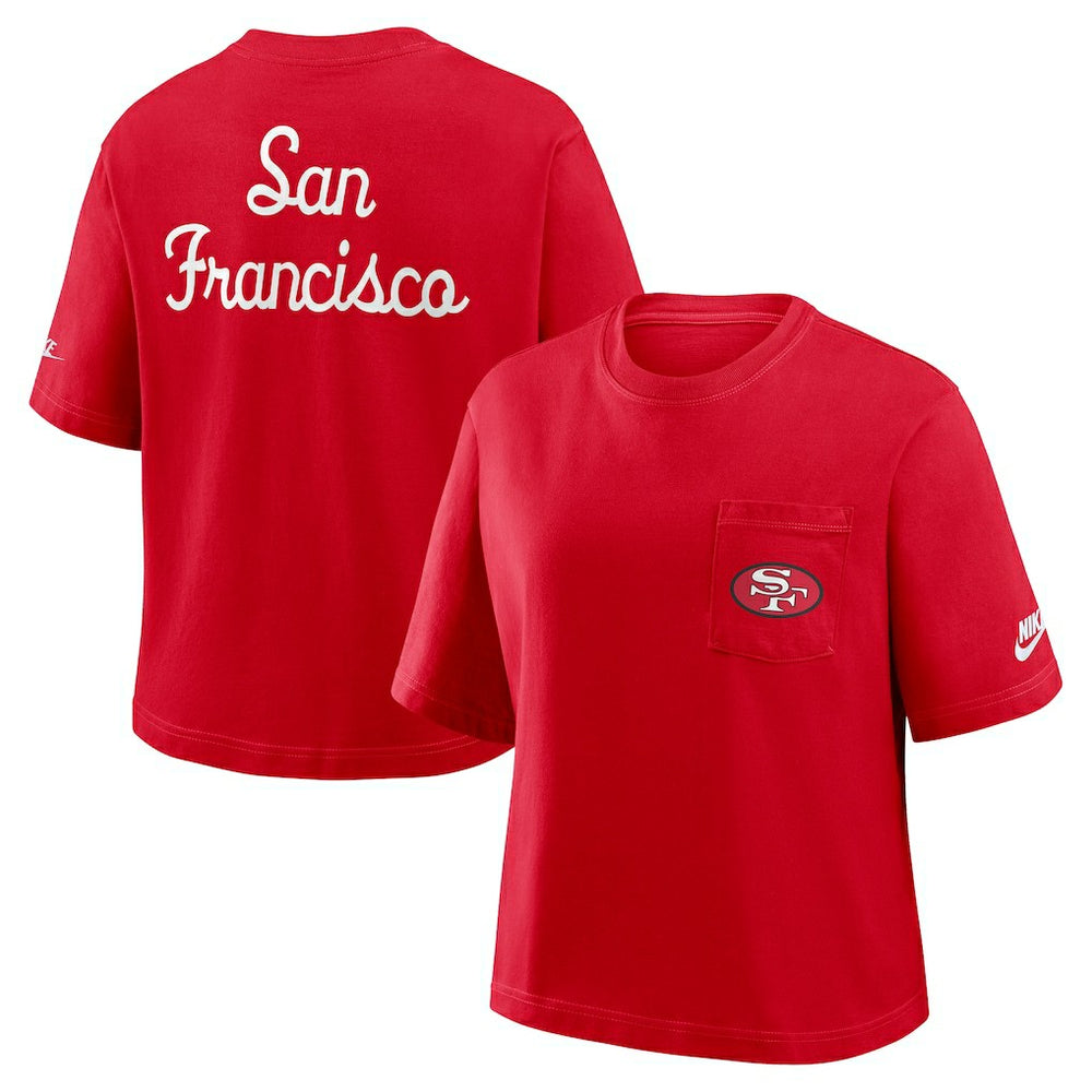San Francisco 49ers Nike Women's Rewind Pocket Boxy T-Shirt