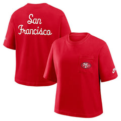 San Francisco 49ers Nike Women's Rewind Pocket Boxy T-Shirt