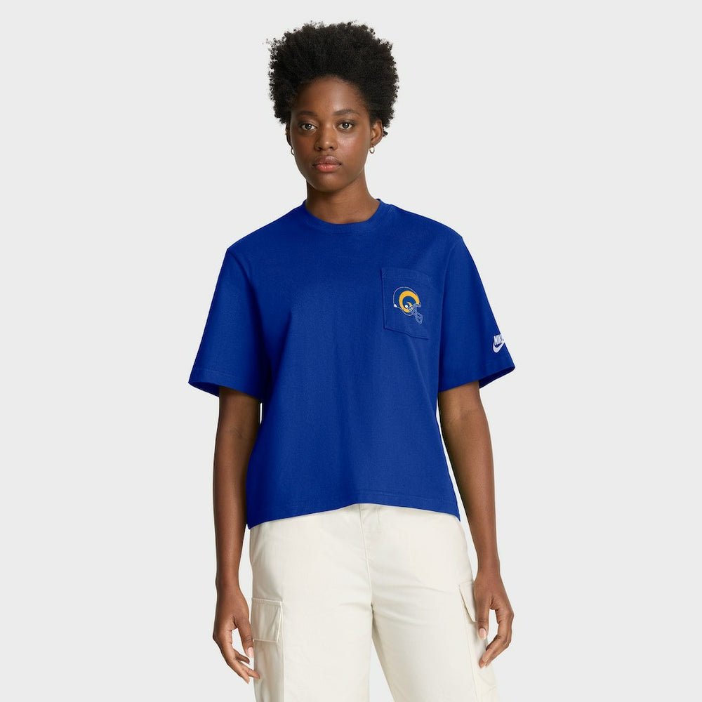 Los Angeles Rams Nike Women's Rewind Pocket Boxy T-Shirt