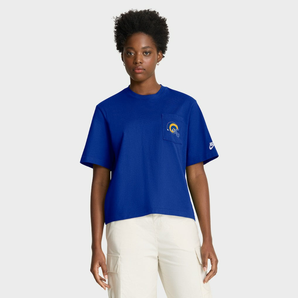 Los Angeles Rams Nike Women's Rewind Pocket Boxy T-Shirt