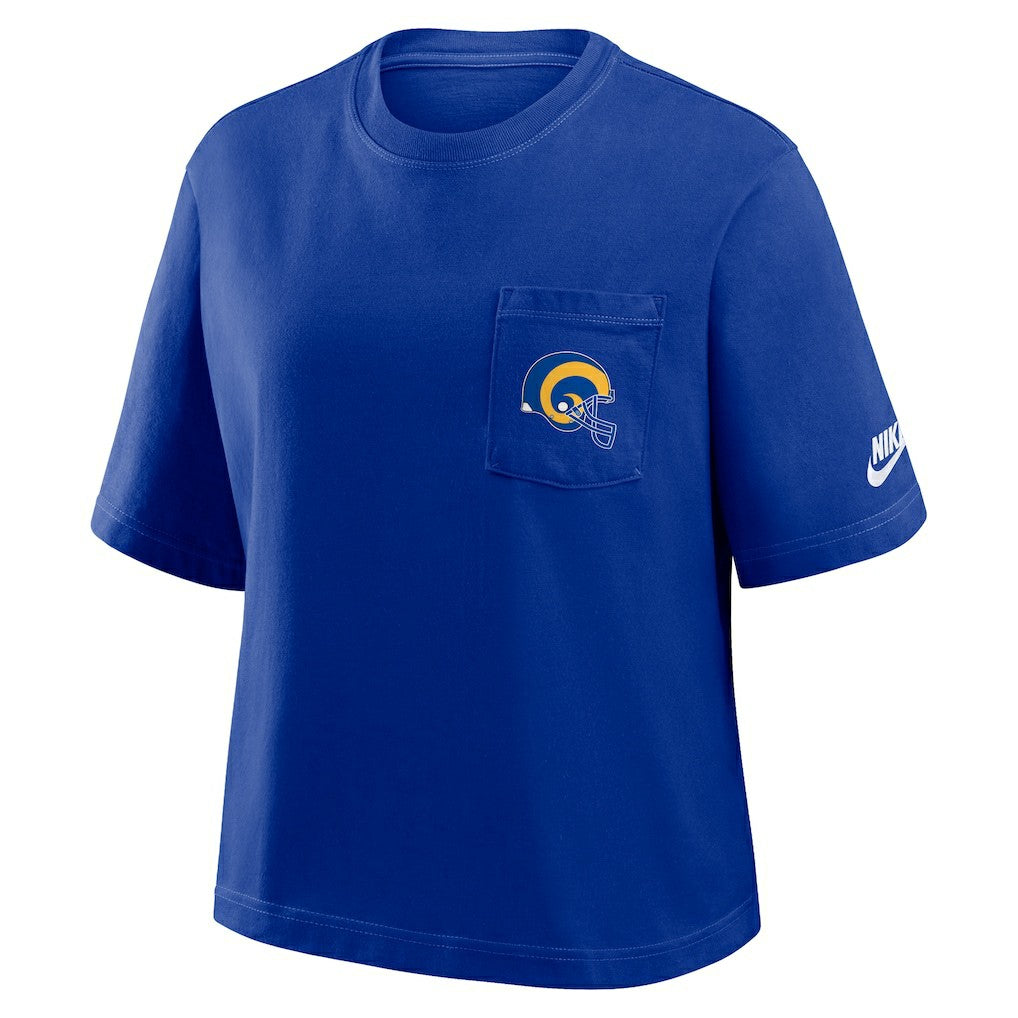 Los Angeles Rams Nike Women's Rewind Pocket Boxy T-Shirt