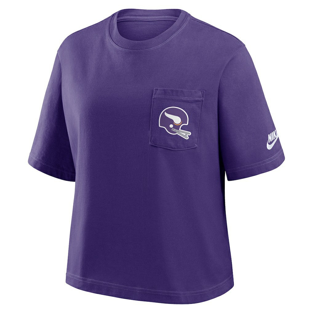 Minnesota Vikings Nike Women's Rewind Pocket Boxy T-Shirt
