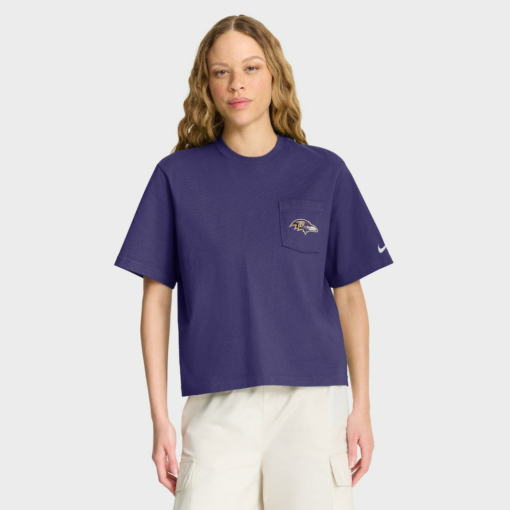 Baltimore Ravens Nike Women's Rewind Pocket Boxy T-Shirt