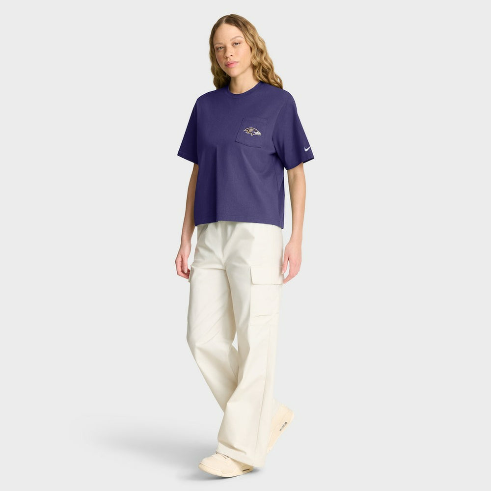Baltimore Ravens Nike Women's Rewind Pocket Boxy T-Shirt