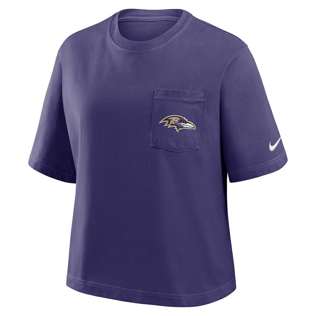 Baltimore Ravens Nike Women's Rewind Pocket Boxy T-Shirt