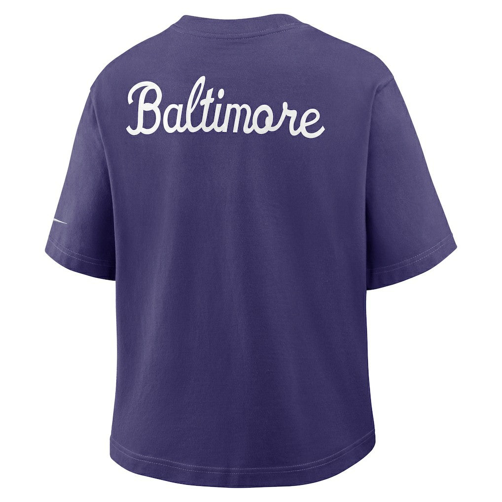 Baltimore Ravens Nike Women's Rewind Pocket Boxy T-Shirt