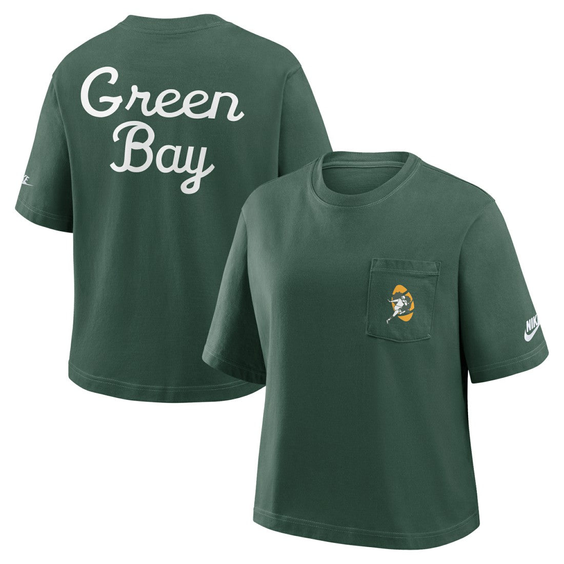 Green Bay Packers Nike Women's Rewind Pocket Boxy T-Shirt