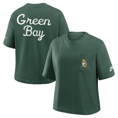 Green Bay Packers Nike Women's Rewind Pocket Boxy T-Shirt