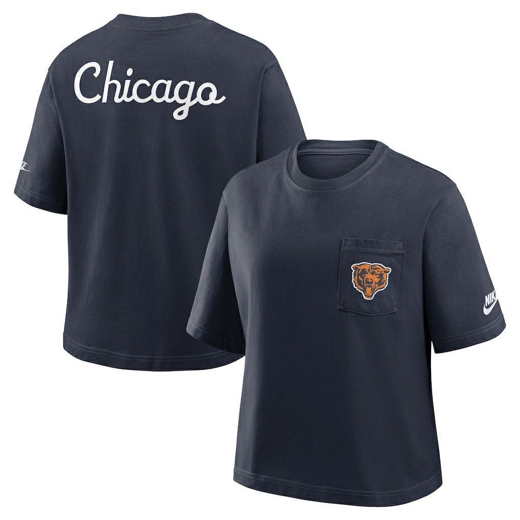 Chicago Bears Nike Women's Rewind Pocket Boxy T-Shirt