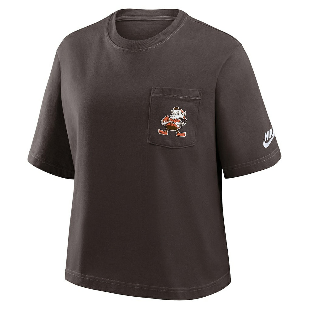 Cleveland Browns Nike Women's Rewind Pocket Boxy T-Shirt