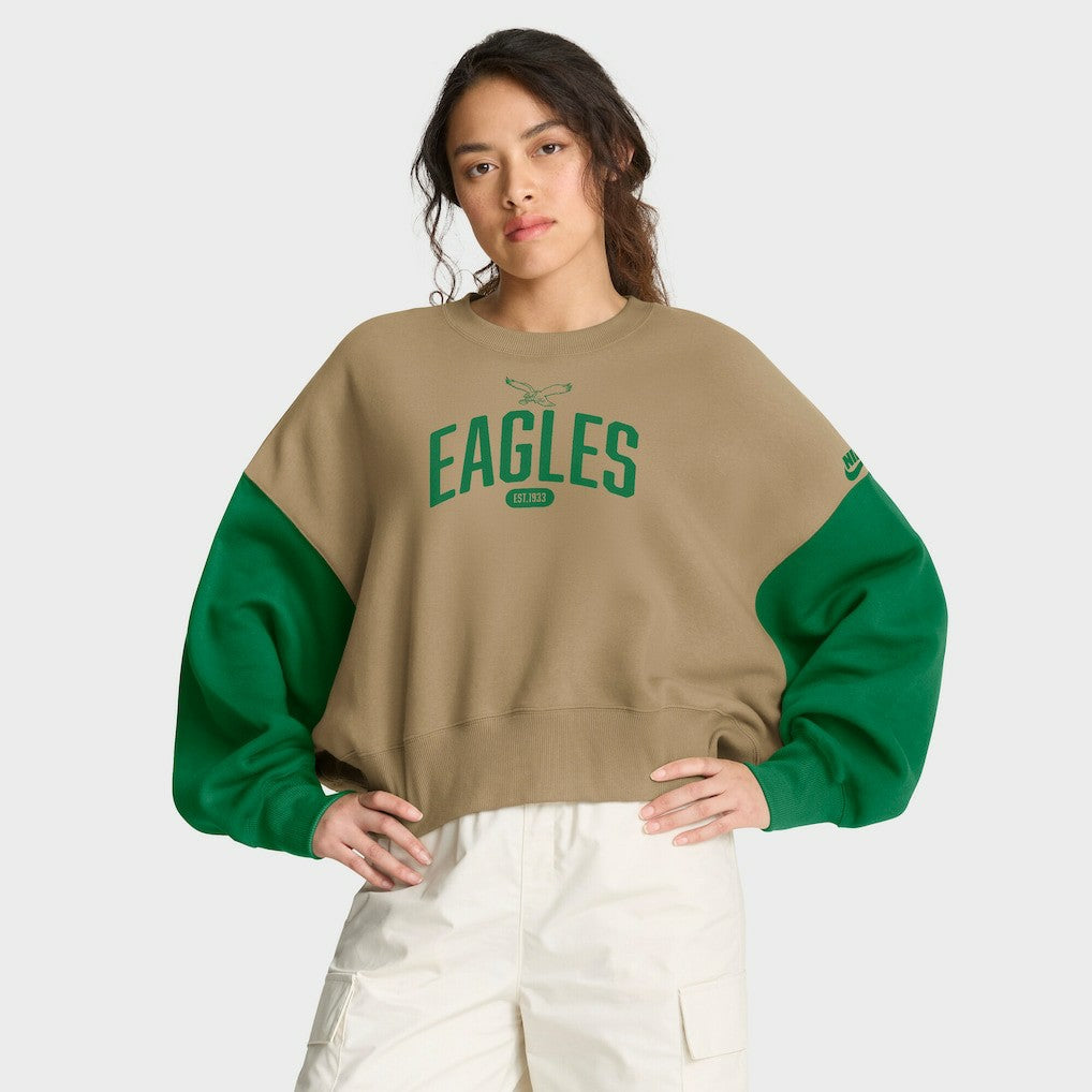 Philadelphia Eagles Nike Women's Oversized Rewind Pullover Sweatshirt