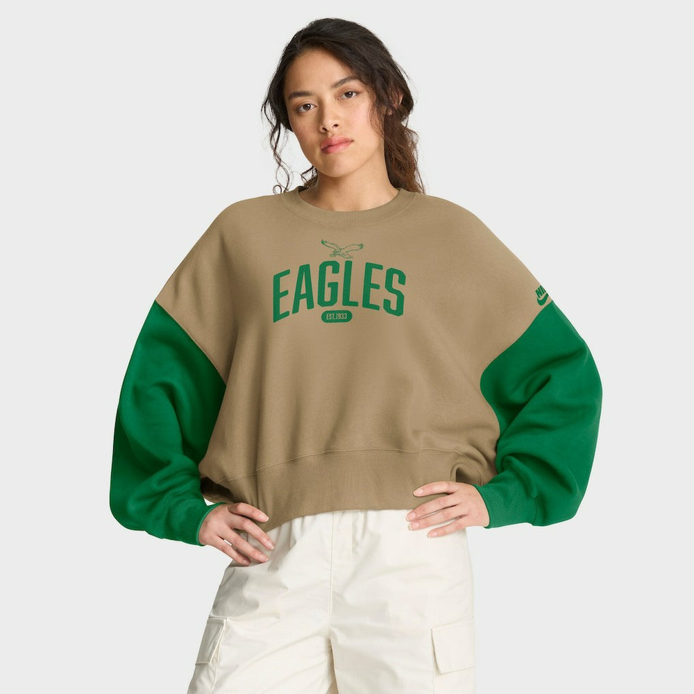 Philadelphia Eagles Nike Women's Oversized Rewind Pullover Sweatshirt