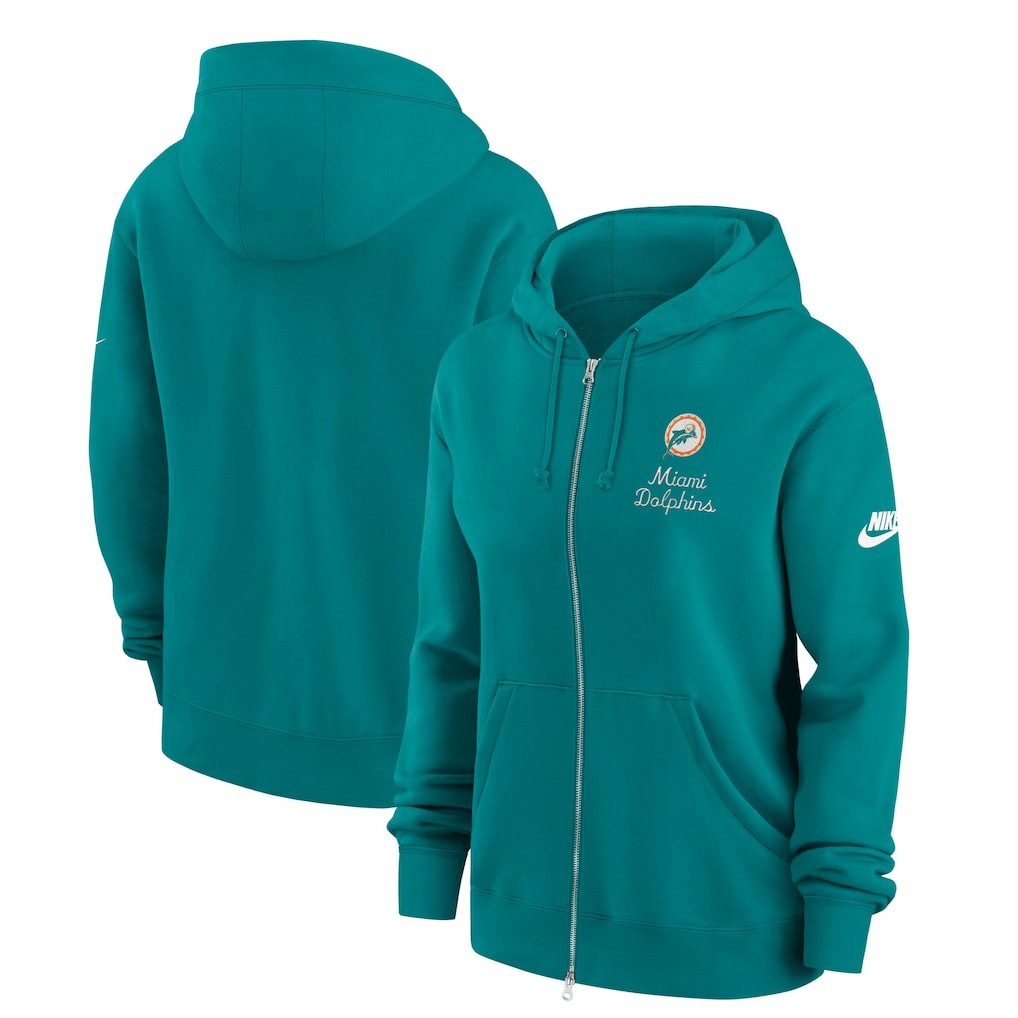 Miami Dolphins Nike Women's Phoenix Rewind Full-Zip Hoodie
