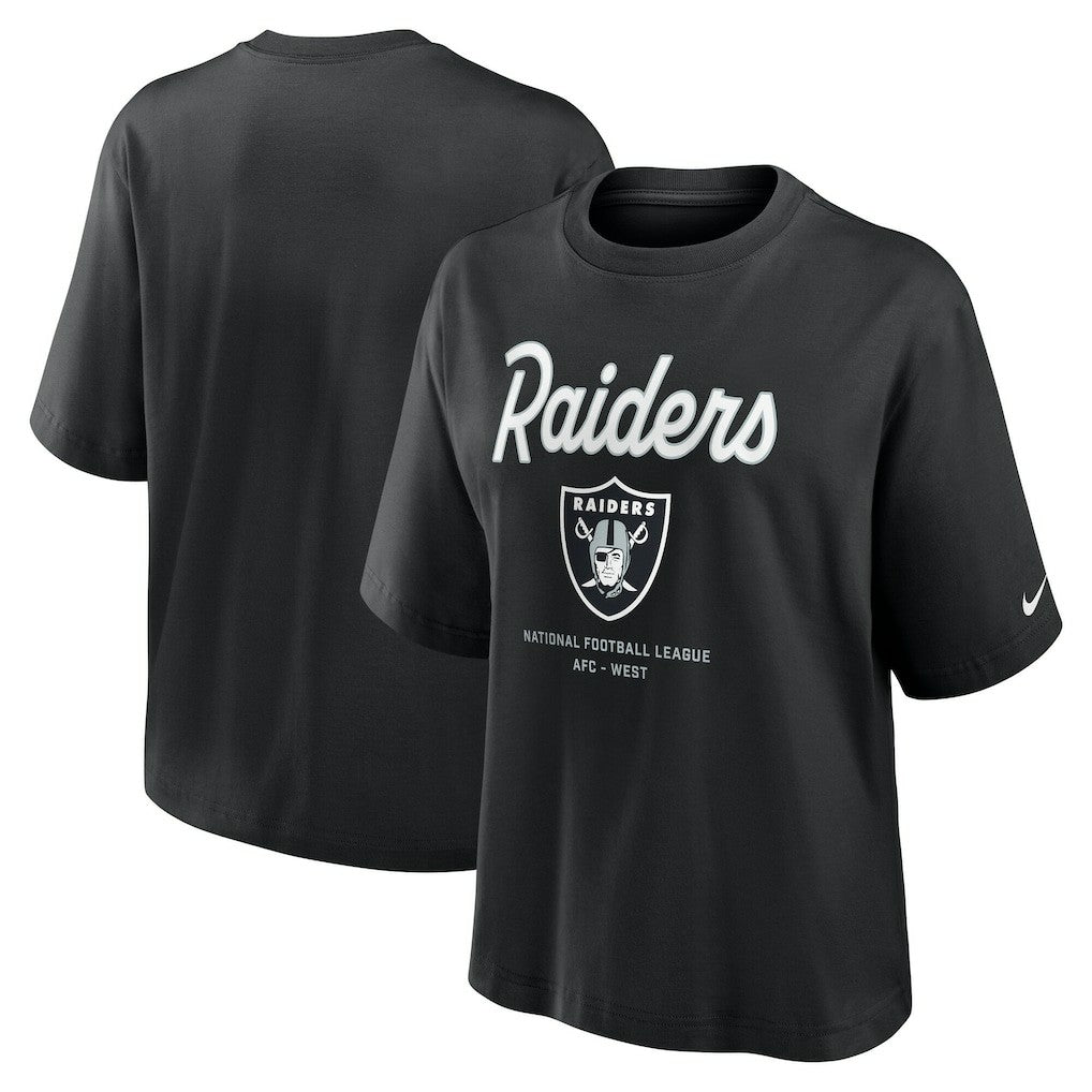 Las Vegas Raiders Nike Women's Essential Script Relaxed Boxy T-Shirt