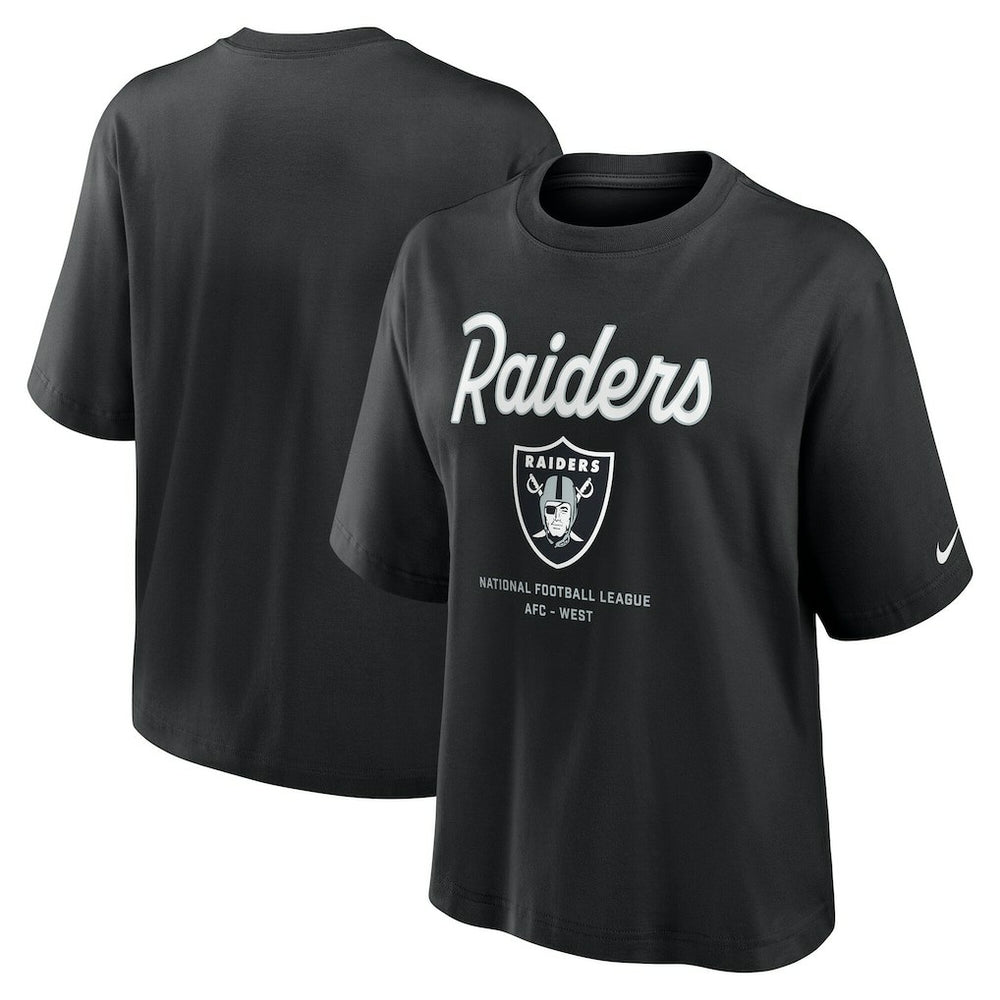 Las Vegas Raiders Nike Women's Essential Script Relaxed Boxy T-Shirt