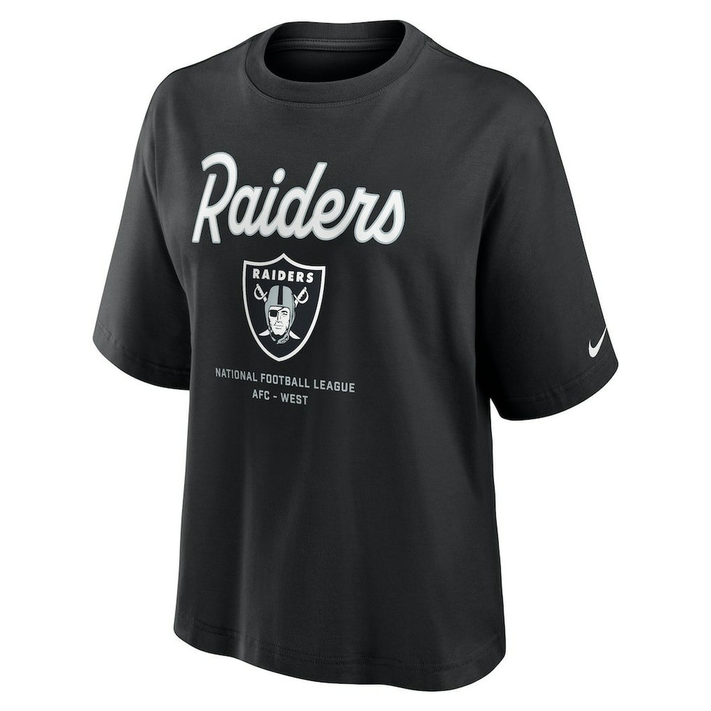 Las Vegas Raiders Nike Women's Essential Script Relaxed Boxy T-Shirt