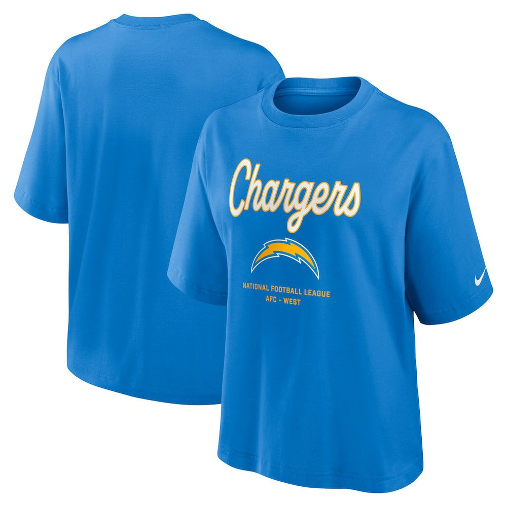 Los Angeles Chargers Nike Women's Essential Script Relaxed Boxy T-Shirt