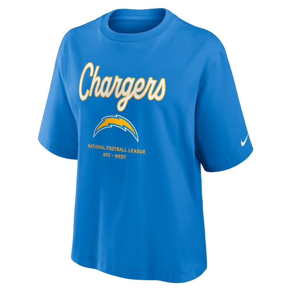 Los Angeles Chargers Nike Women's Essential Script Relaxed Boxy T-Shirt