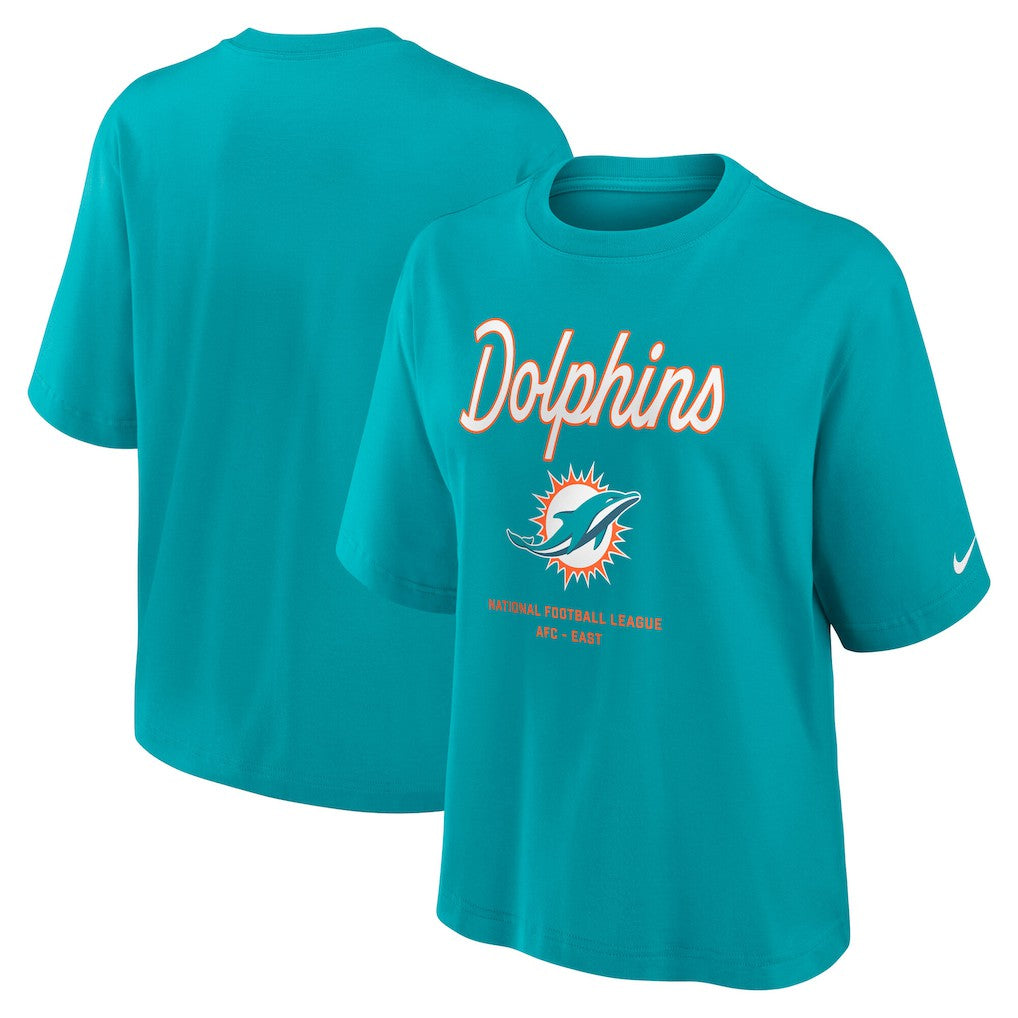 Miami Dolphins Nike Women's Essential Script Relaxed Boxy T-Shirt