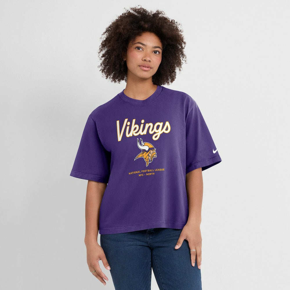 Minnesota Vikings Nike Women's Essential Script Relaxed Boxy T-Shirt