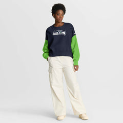 Seattle Seahawks Nike Women's Oversized Color-Block Pullover Sweatshirt