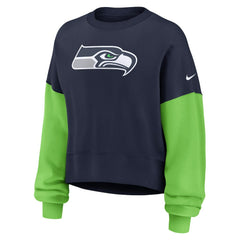 Seattle Seahawks Nike Women's Oversized Color-Block Pullover Sweatshirt