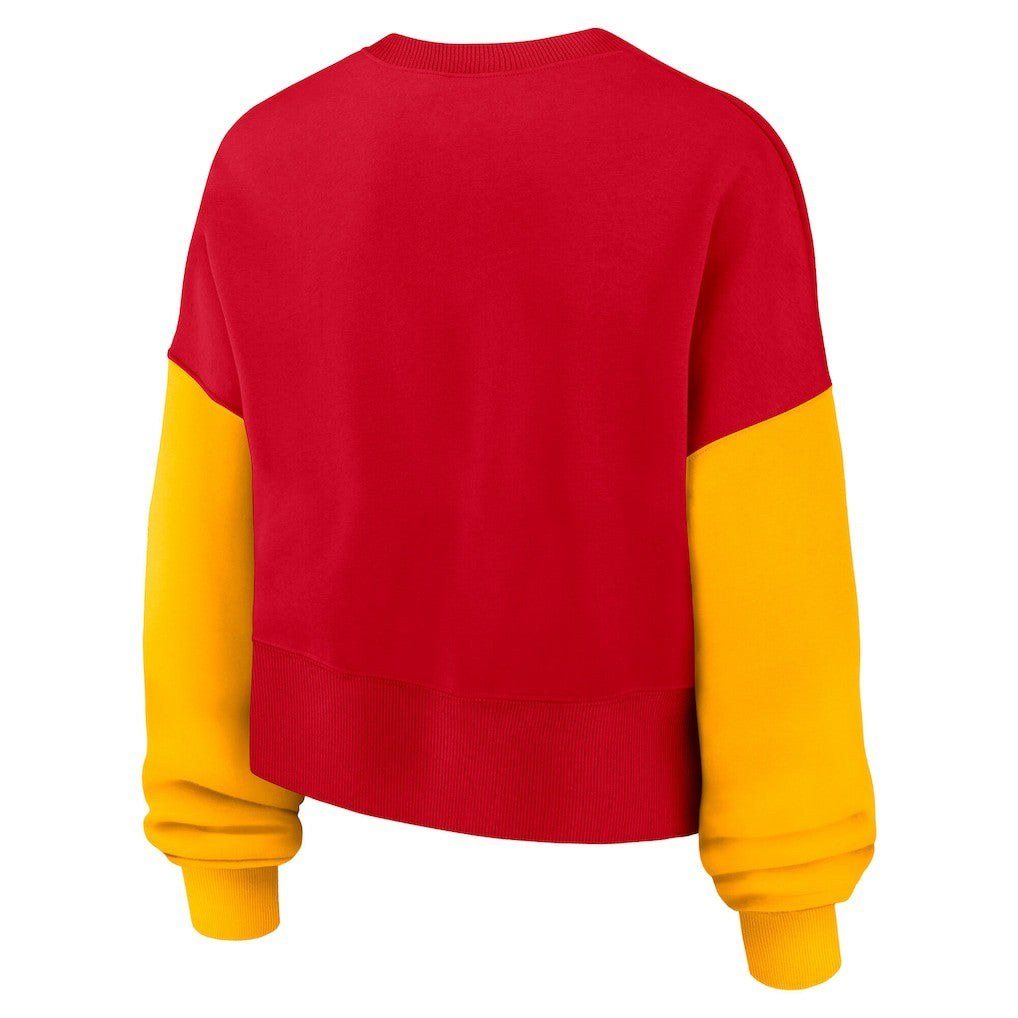 Kansas City Chiefs Nike Women's Oversized Color-Block Pullover Sweatshirt