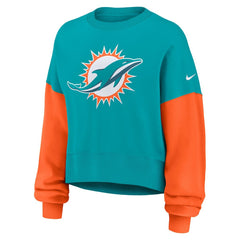 Miami Dolphins Nike Women's Oversized Color-Block Pullover Sweatshirt