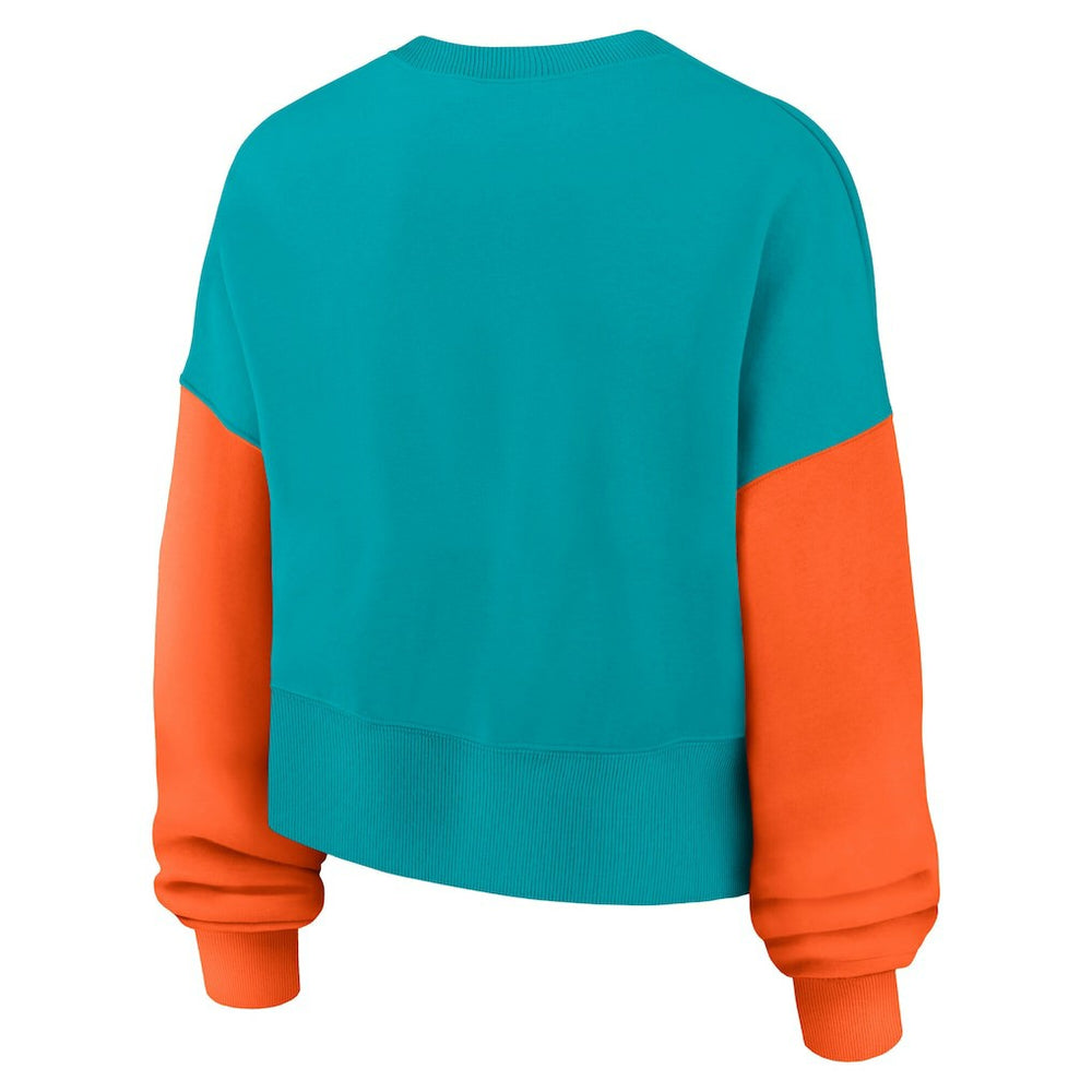 Miami Dolphins Nike Women's Oversized Color-Block Pullover Sweatshirt