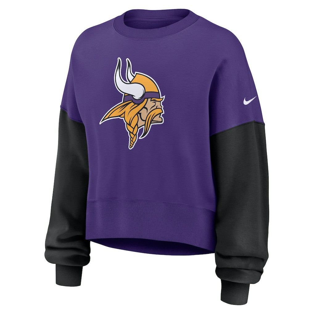 Minnesota Vikings Nike Women's Oversized Color-Block Pullover Sweatshirt