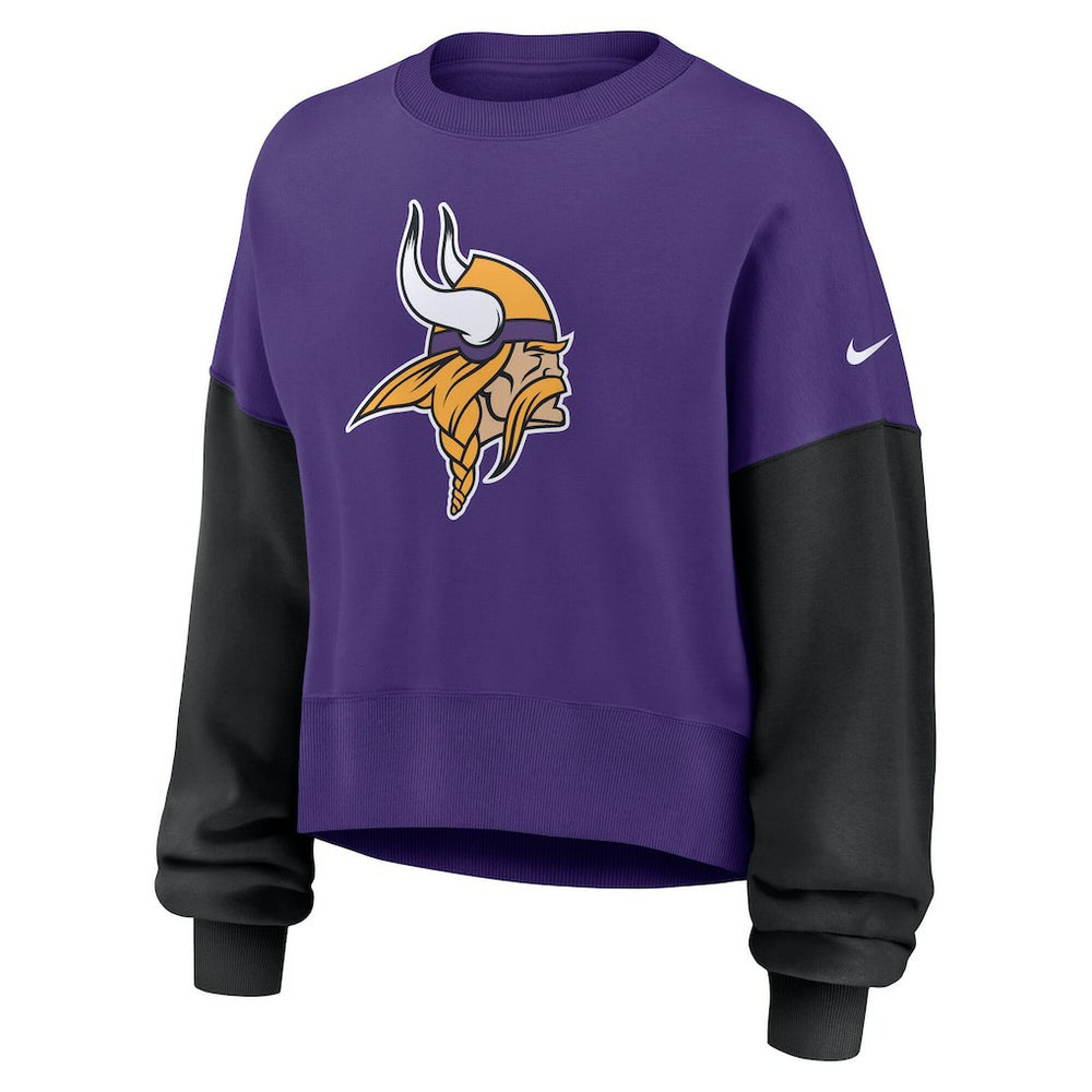 Minnesota Vikings Nike Women's Oversized Color-Block Pullover Sweatshirt